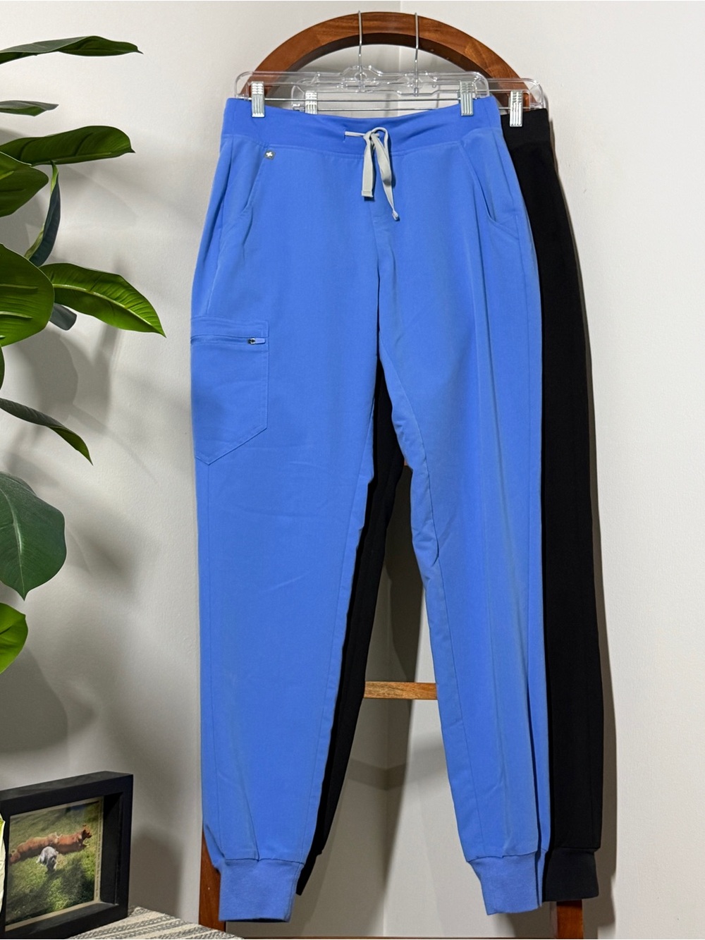Figs SMALL TALL Blue and Black Zamora Jogger Scrub Pants Lot of Two